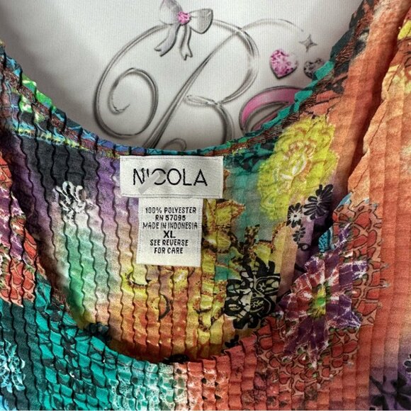 Nicola tank top 3D pleated cube square print paisley tie dye boho floral y2k - Picture 4 of 6